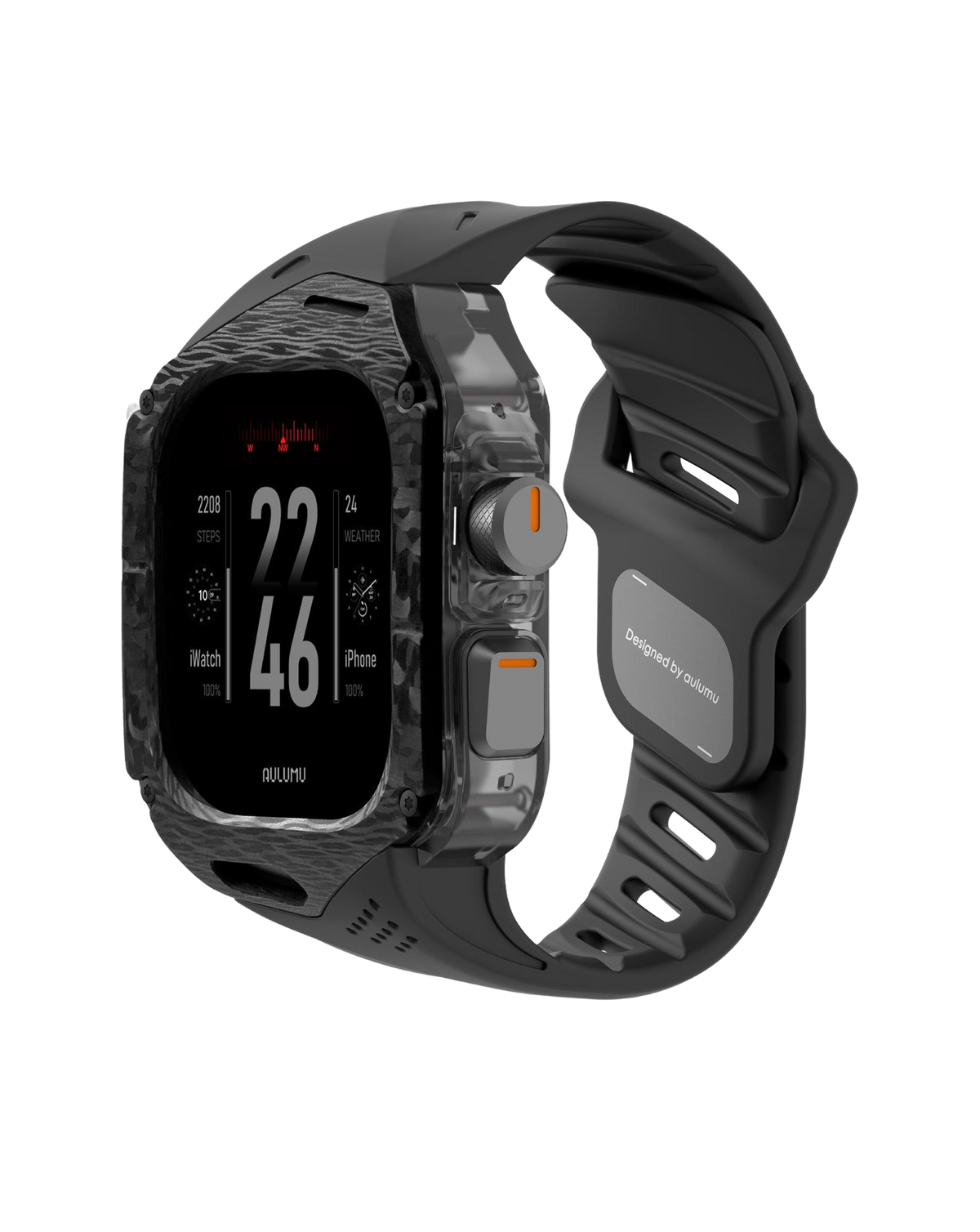 A01 Case with Band for Apple Watch Ultra 1/2/3 | Carbon Fiber Cover | FKM Band