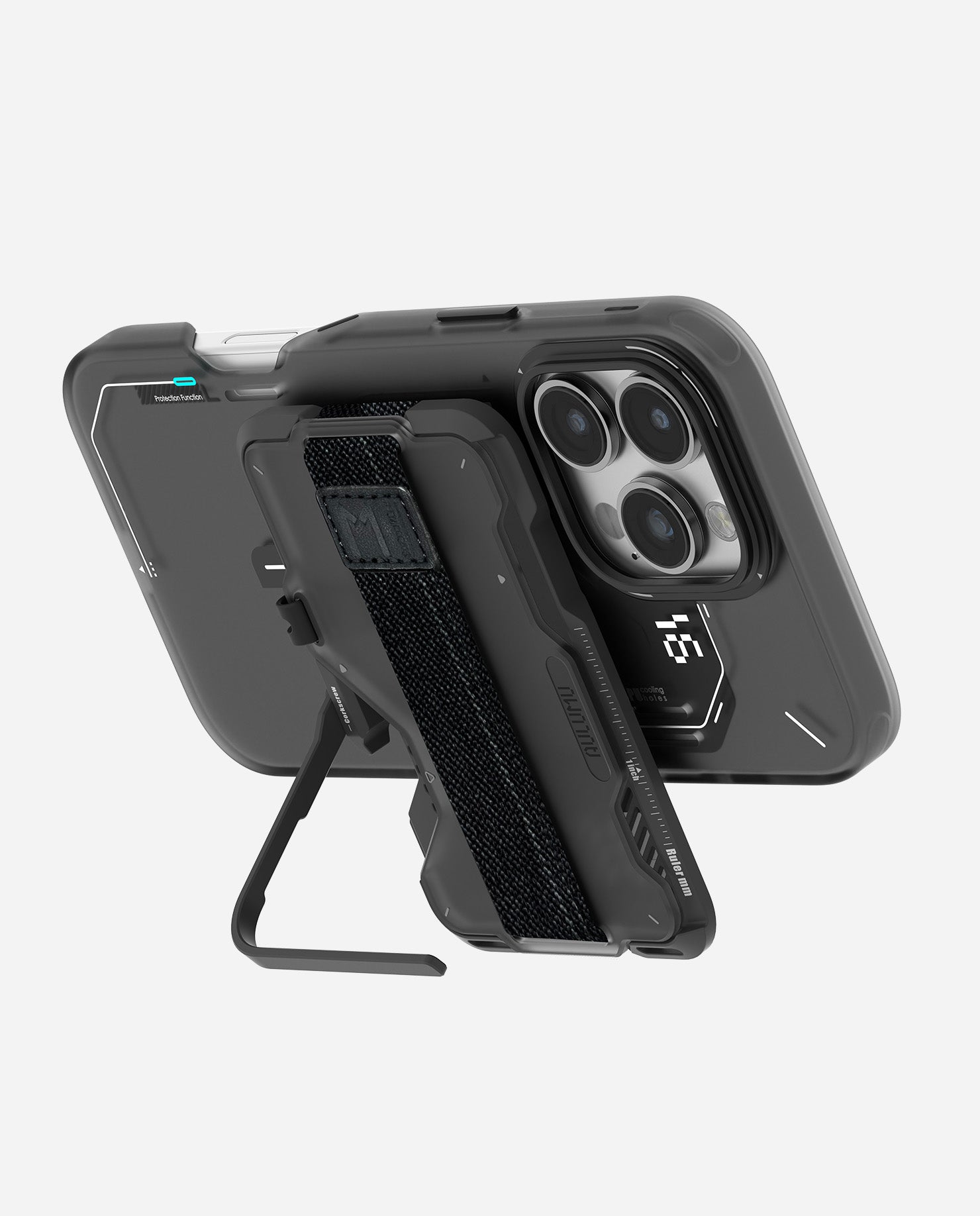 AULUMU G03 magnetic wallet used as a horizontal stand for an iPhone on a flat surface