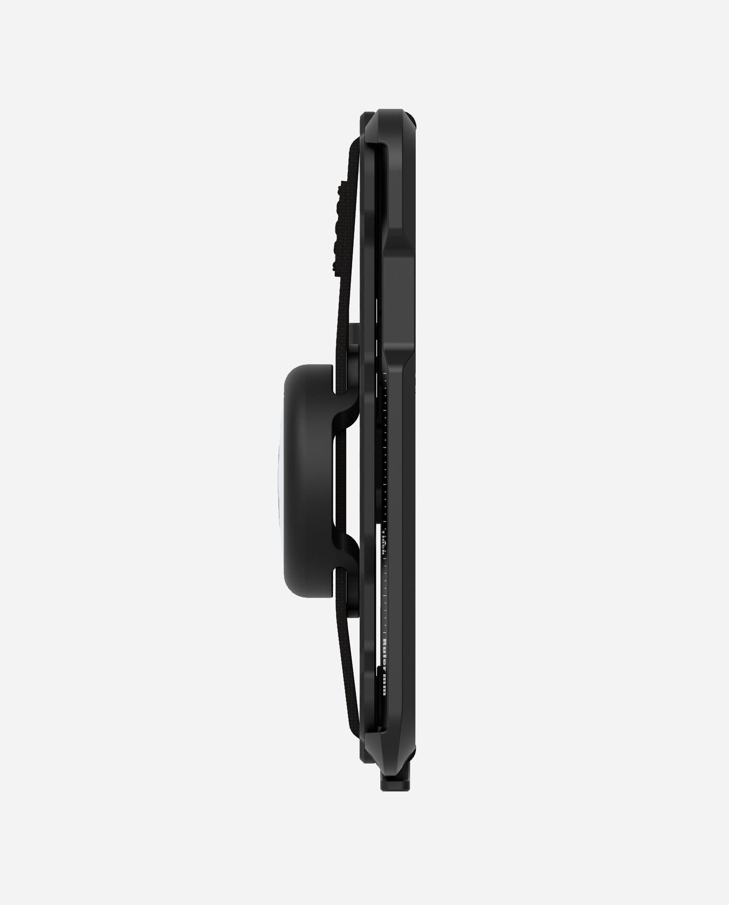 Side view of AULUMU G03 carbon fiber wallet showing the removable AirTag holder thickness