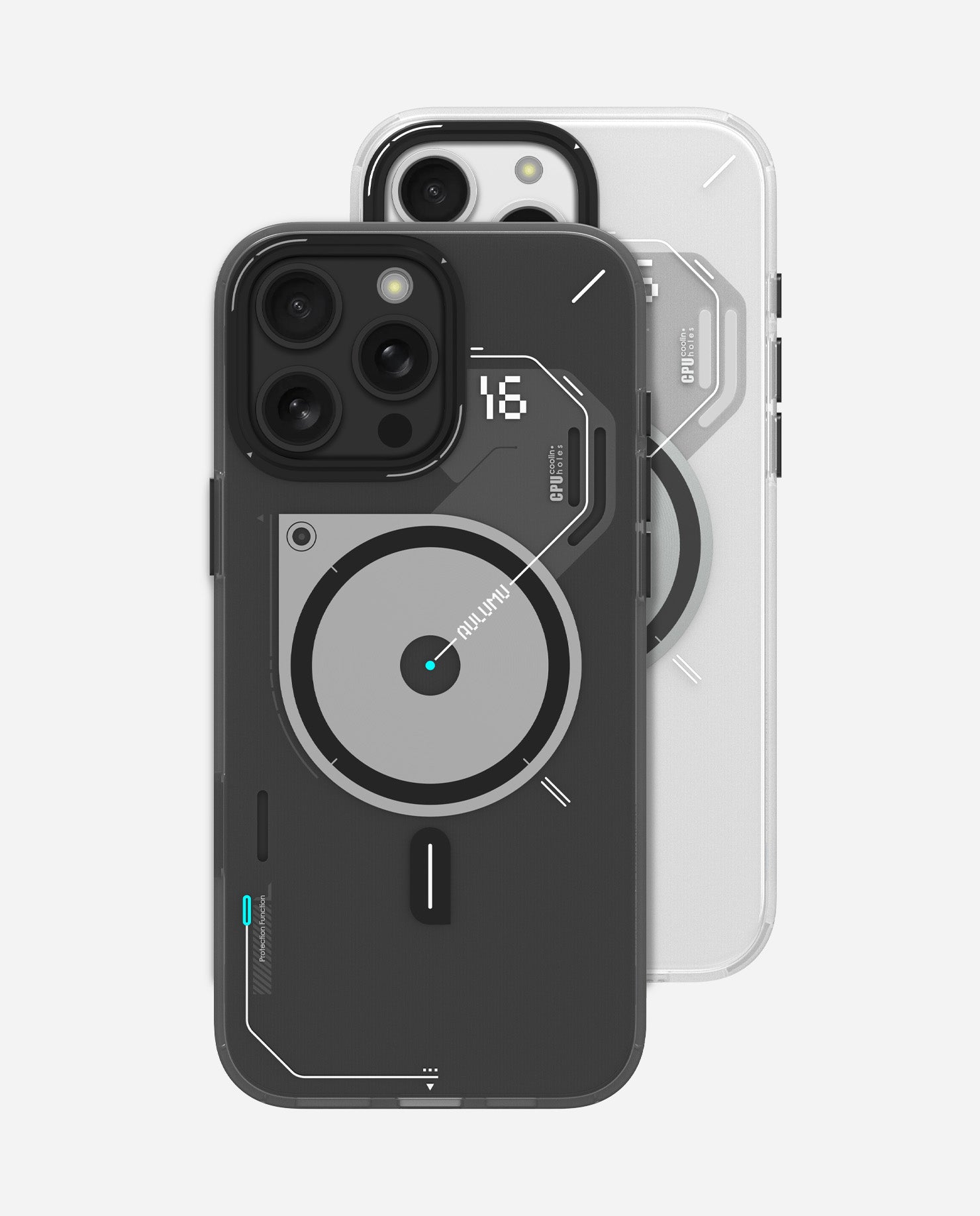 A16 Frosted Case for iPhone 16 Pro Series | Subtle Glow-in-the -Dark | Translucent Gray&White | Magnetic | Camera Control Cover