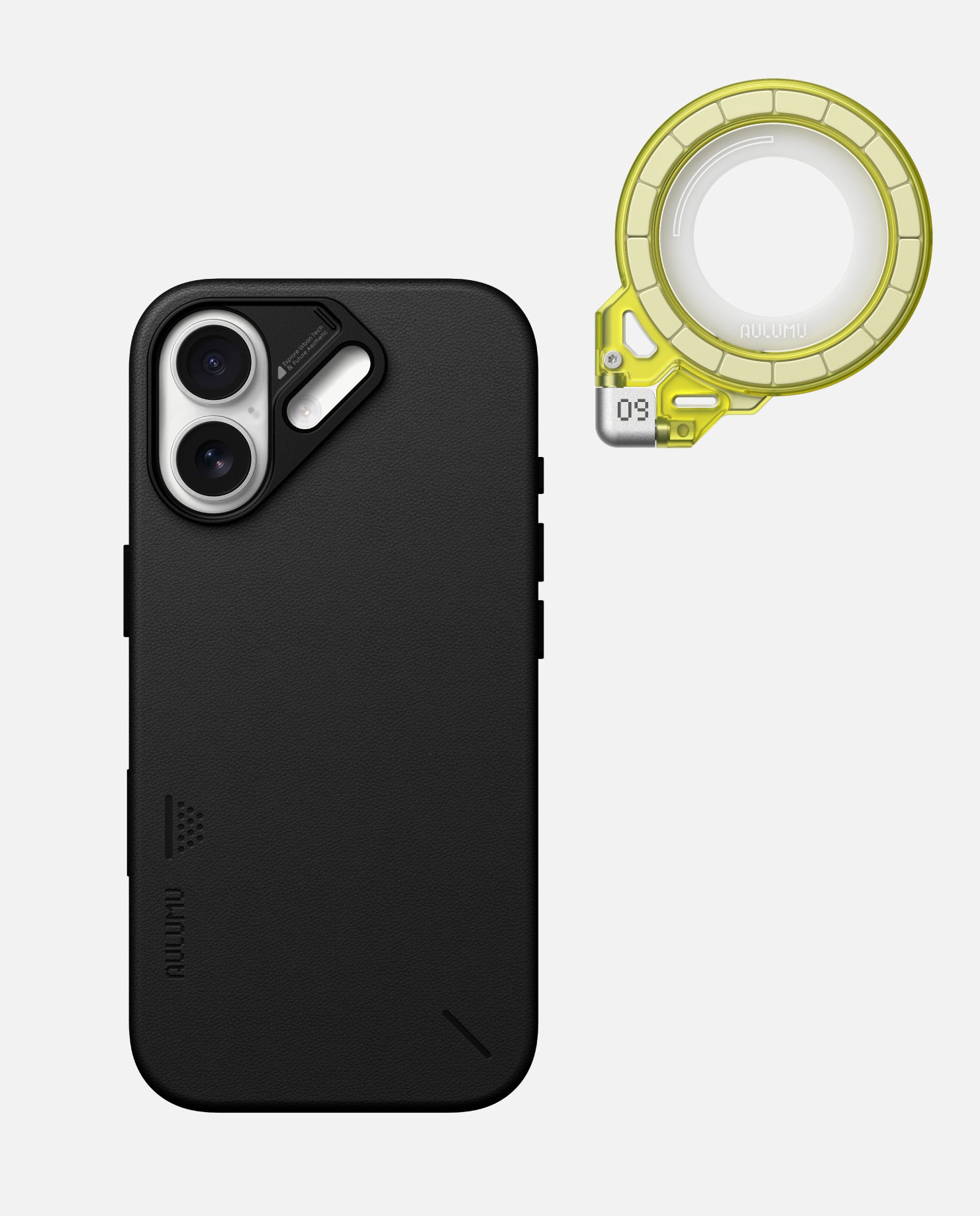A17 iPhone 17 Series Vegan Leather Case & G09 Ghost Infinite 360° Magnetic Stand