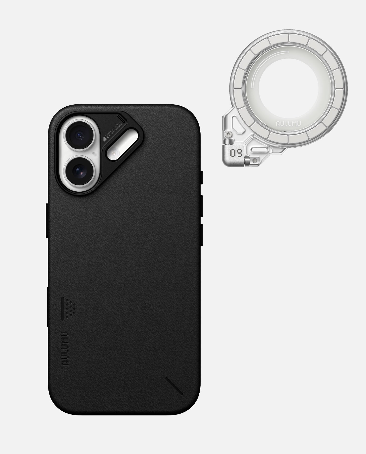 A17 iPhone 17 Series Vegan Leather Case & G09 Ghost Infinite 360° Magnetic Stand