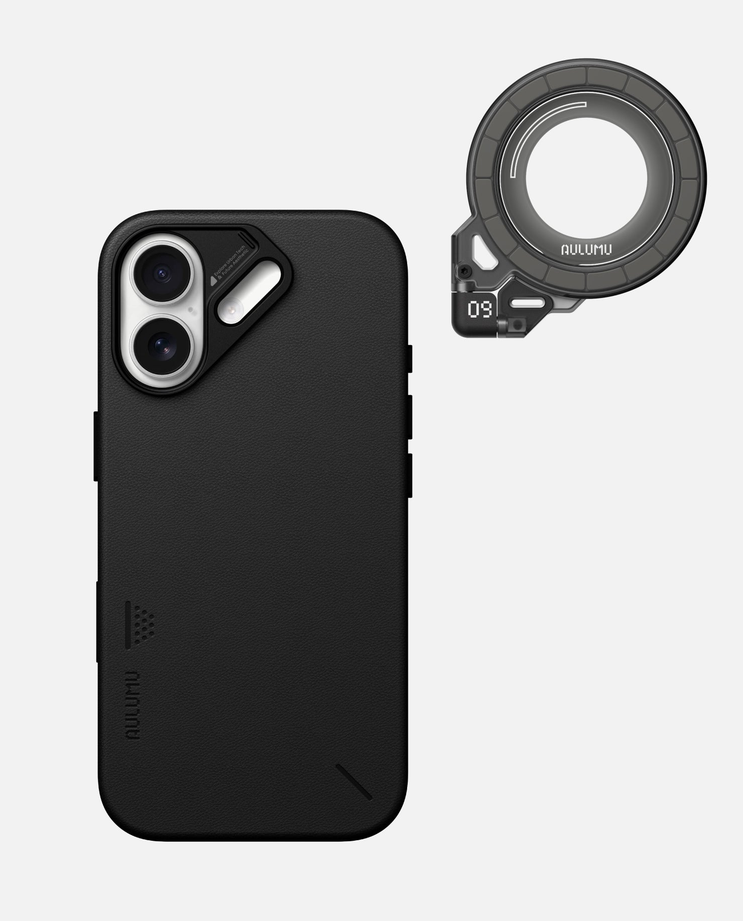 A17 iPhone 17 Series Vegan Leather Case & G09 Ghost Infinite 360° Magnetic Stand