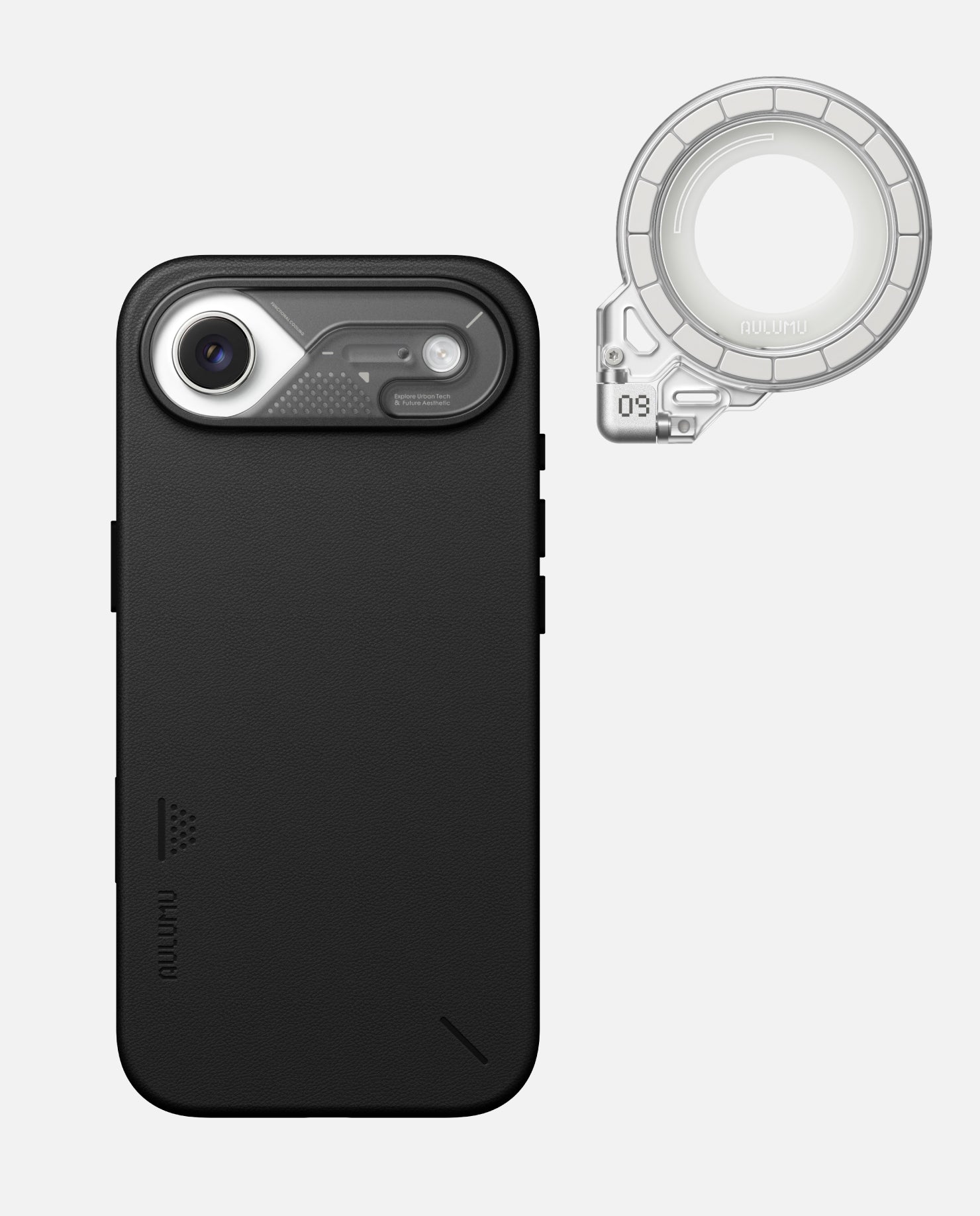 A17 iPhone 17 Series Vegan Leather Case & G09 Ghost Infinite 360° Magnetic Stand