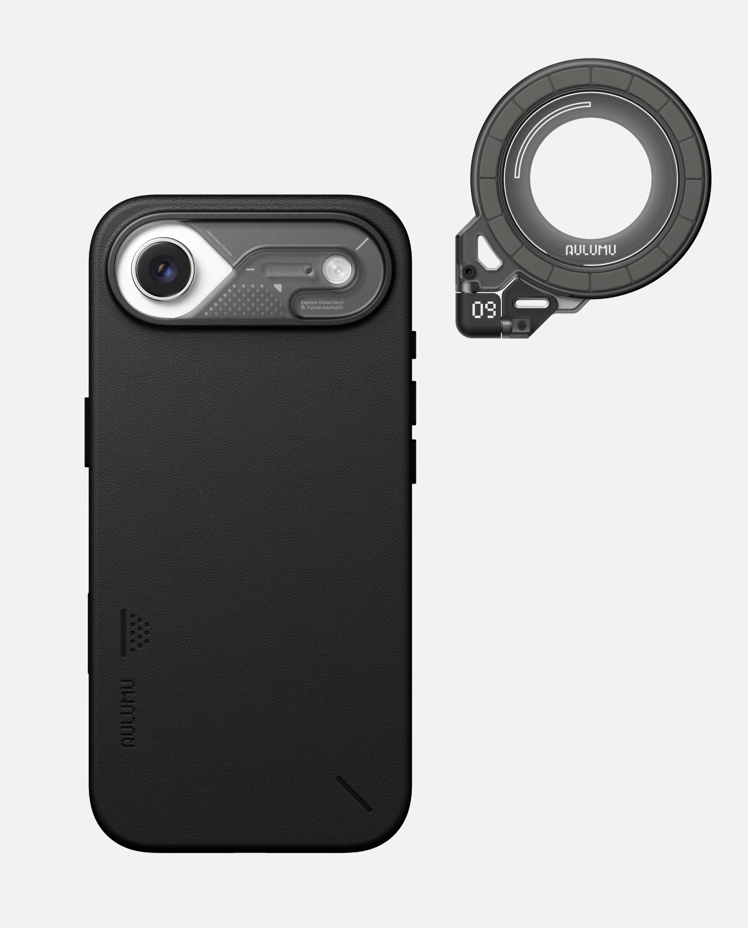 A17 iPhone 17 Series Vegan Leather Case & G09 Ghost Infinite 360° Magnetic Stand