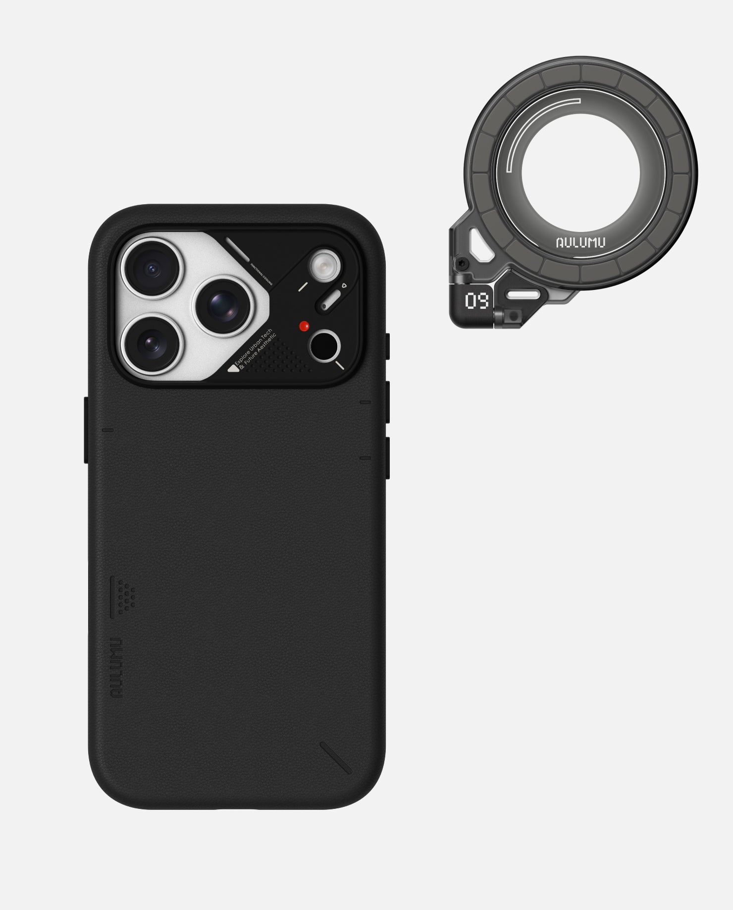 A17 iPhone 17 Series Vegan Leather Case & G09 Ghost Infinite 360° Magnetic Stand