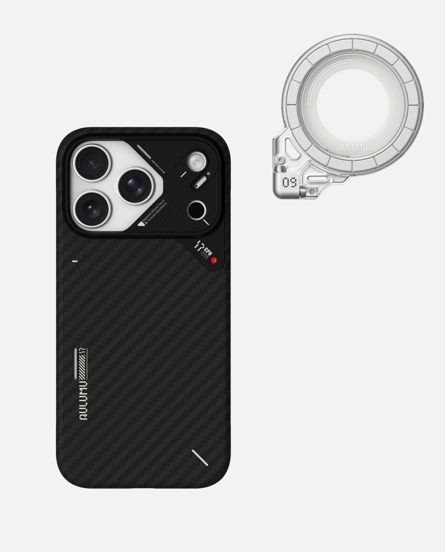 A17 iPhone 17 Series Aramid Fiber Case & G09 Ghost Infinite 360° Magnetic Stand