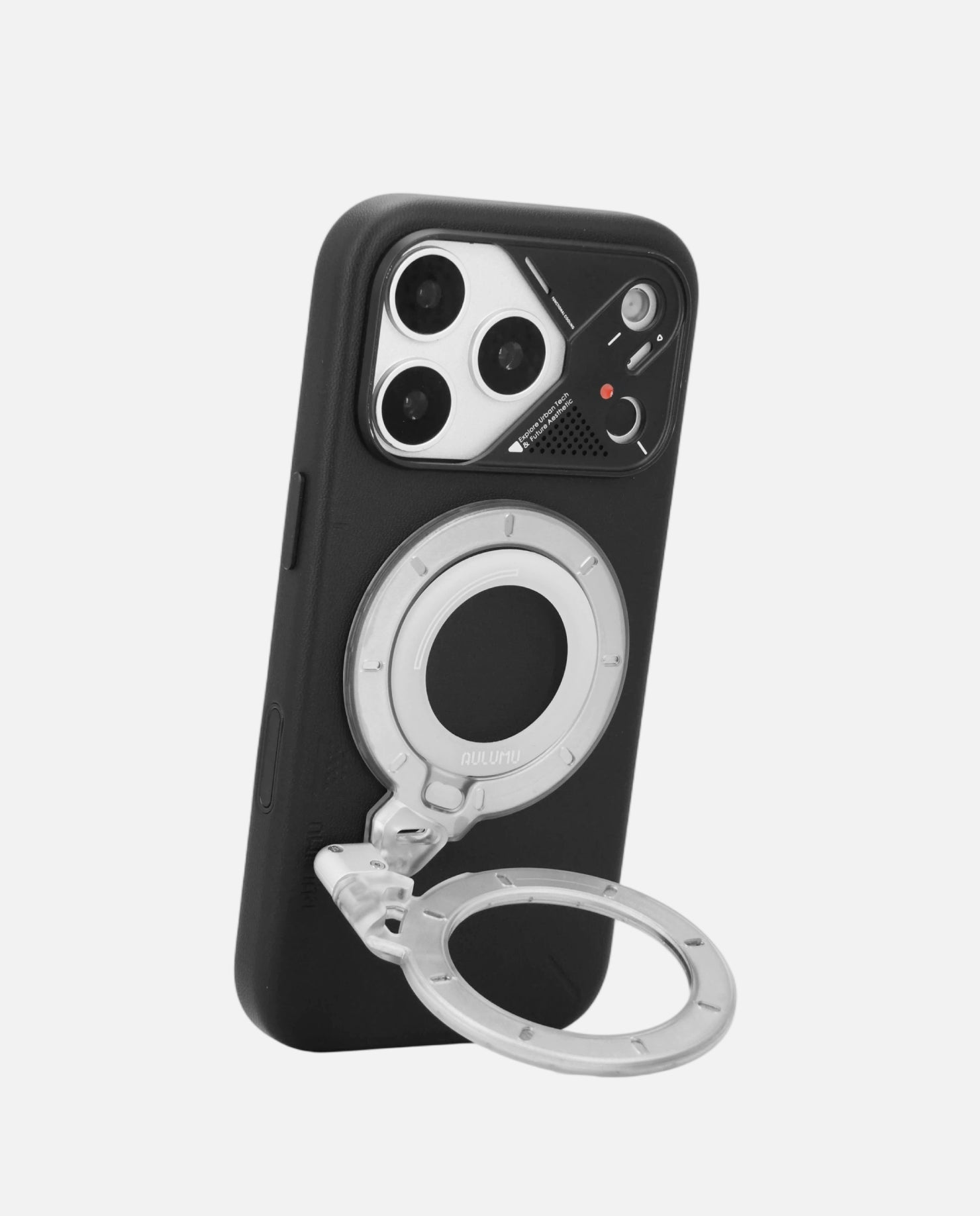 A17 iPhone 17 Series Vegan Leather Case & G09 Ghost Infinite 360° Magnetic Stand