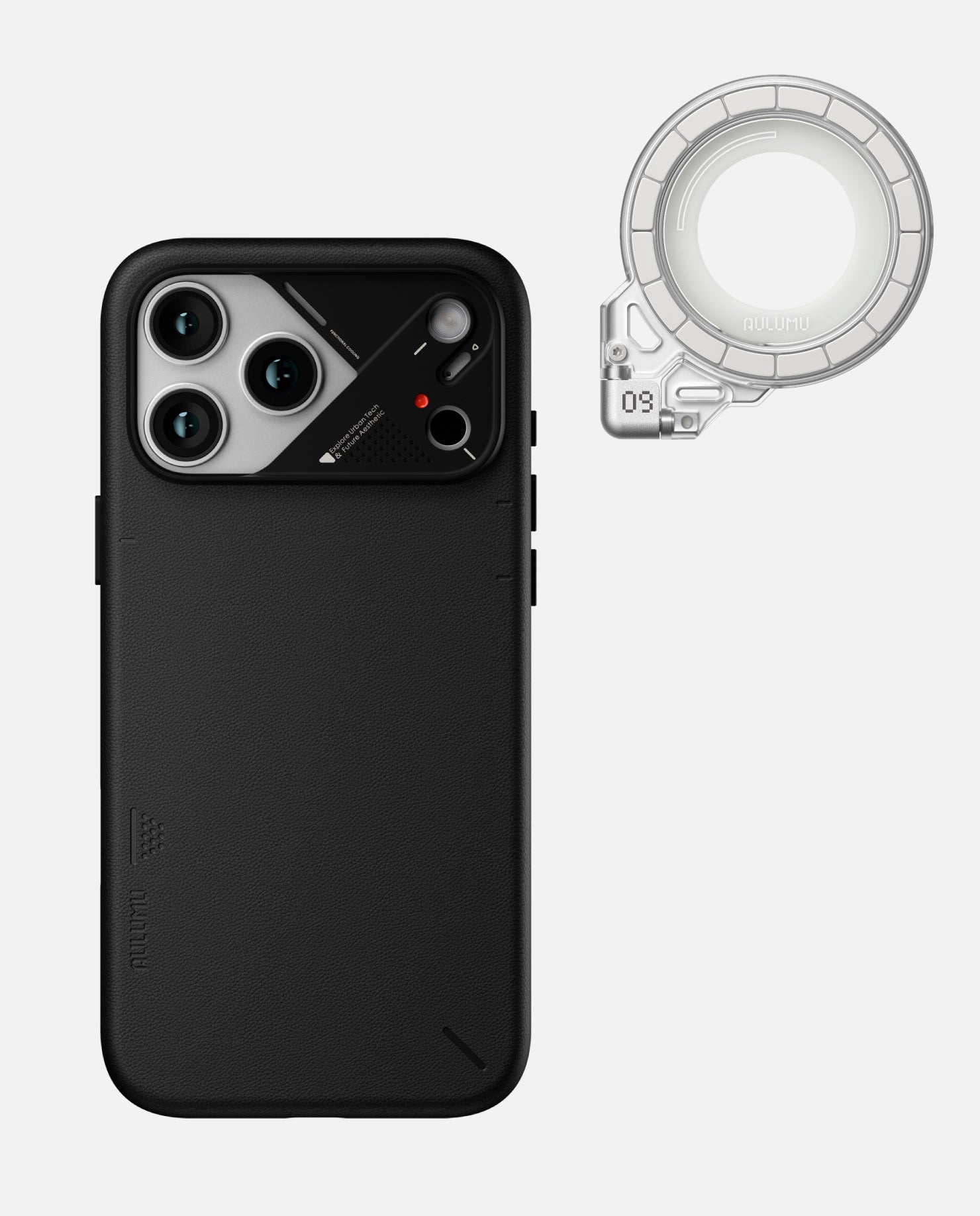 A17 iPhone 17 Series Vegan Leather Case & G09 Ghost Infinite 360° Magnetic Stand