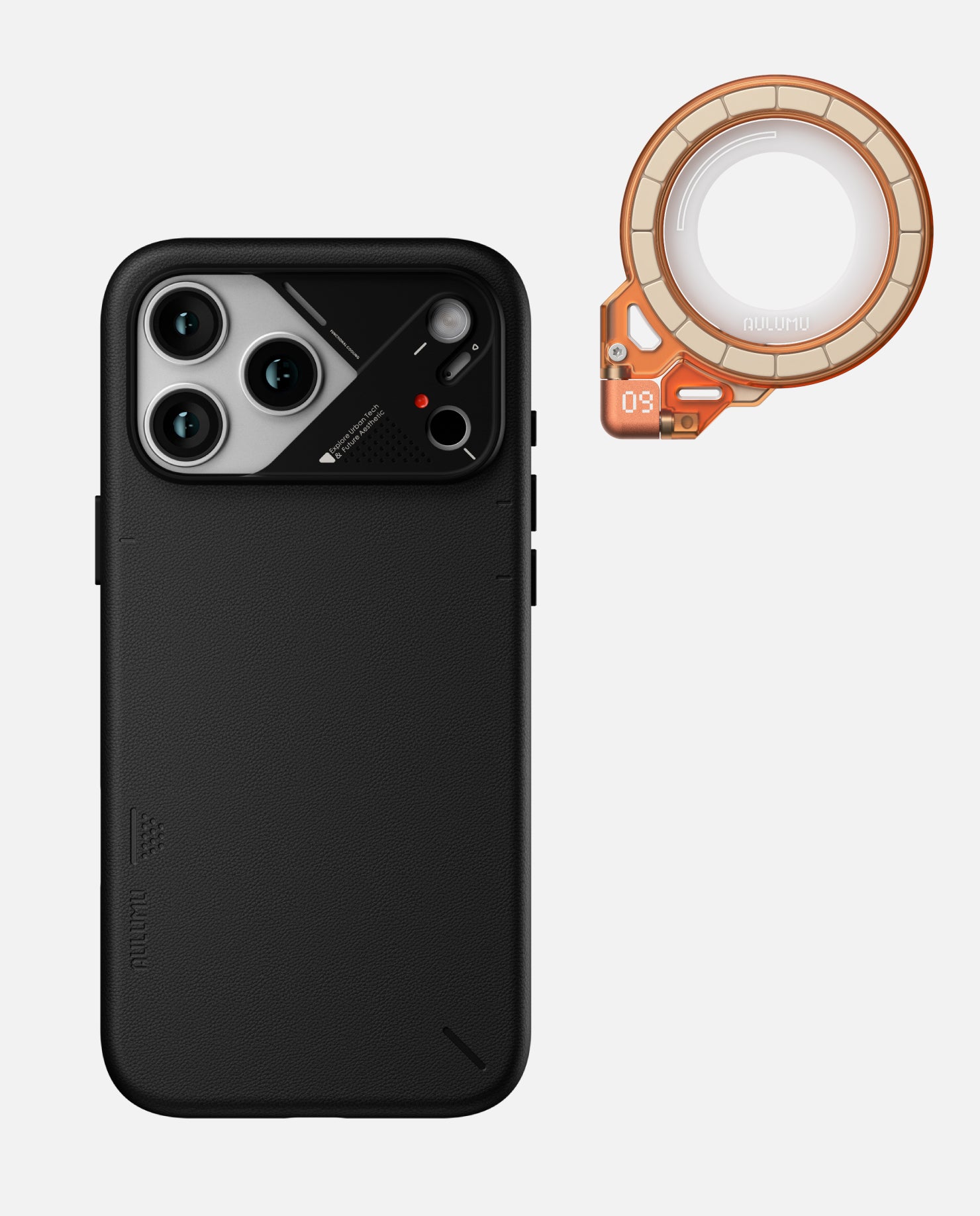 A17 iPhone 17 Series Vegan Leather Case & G09 Ghost Infinite 360° Magnetic Stand