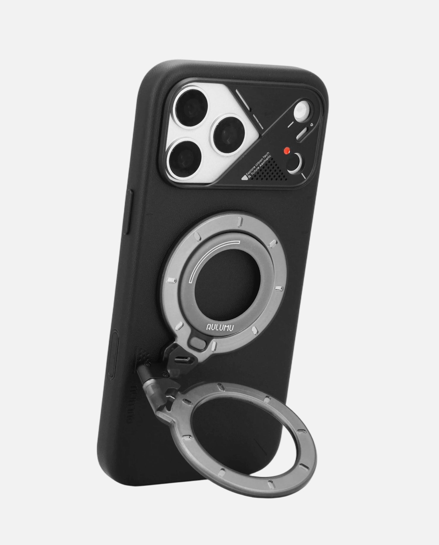 A17 iPhone 17 Series Vegan Leather Case & G09 Ghost Infinite 360° Magnetic Stand