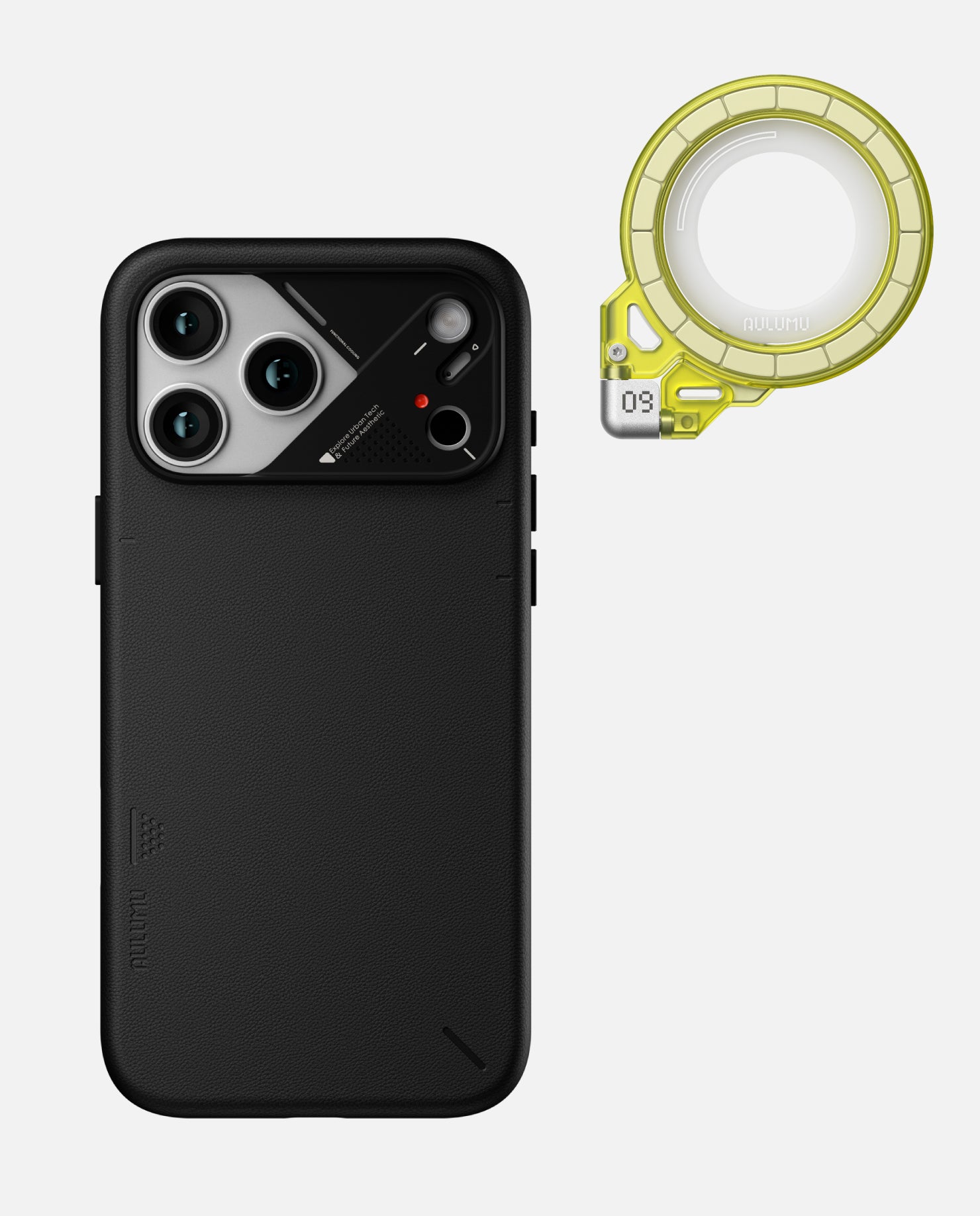 A17 iPhone 17 Series Vegan Leather Case & G09 Ghost Infinite 360° Magnetic Stand