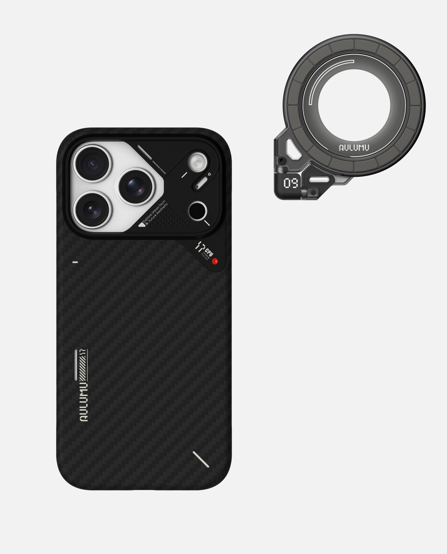 A17 iPhone 17 Series Aramid Fiber Case & G09 Ghost Infinite 360° Magnetic Stand