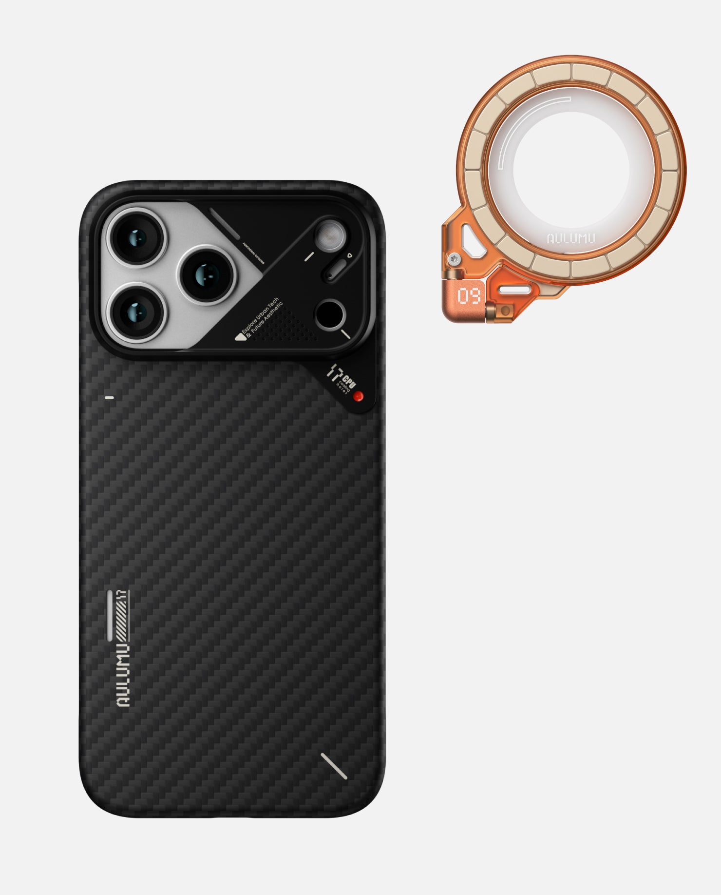 A17 iPhone 17 Series Aramid Fiber Case & G09 Ghost Infinite 360° Magnetic Stand