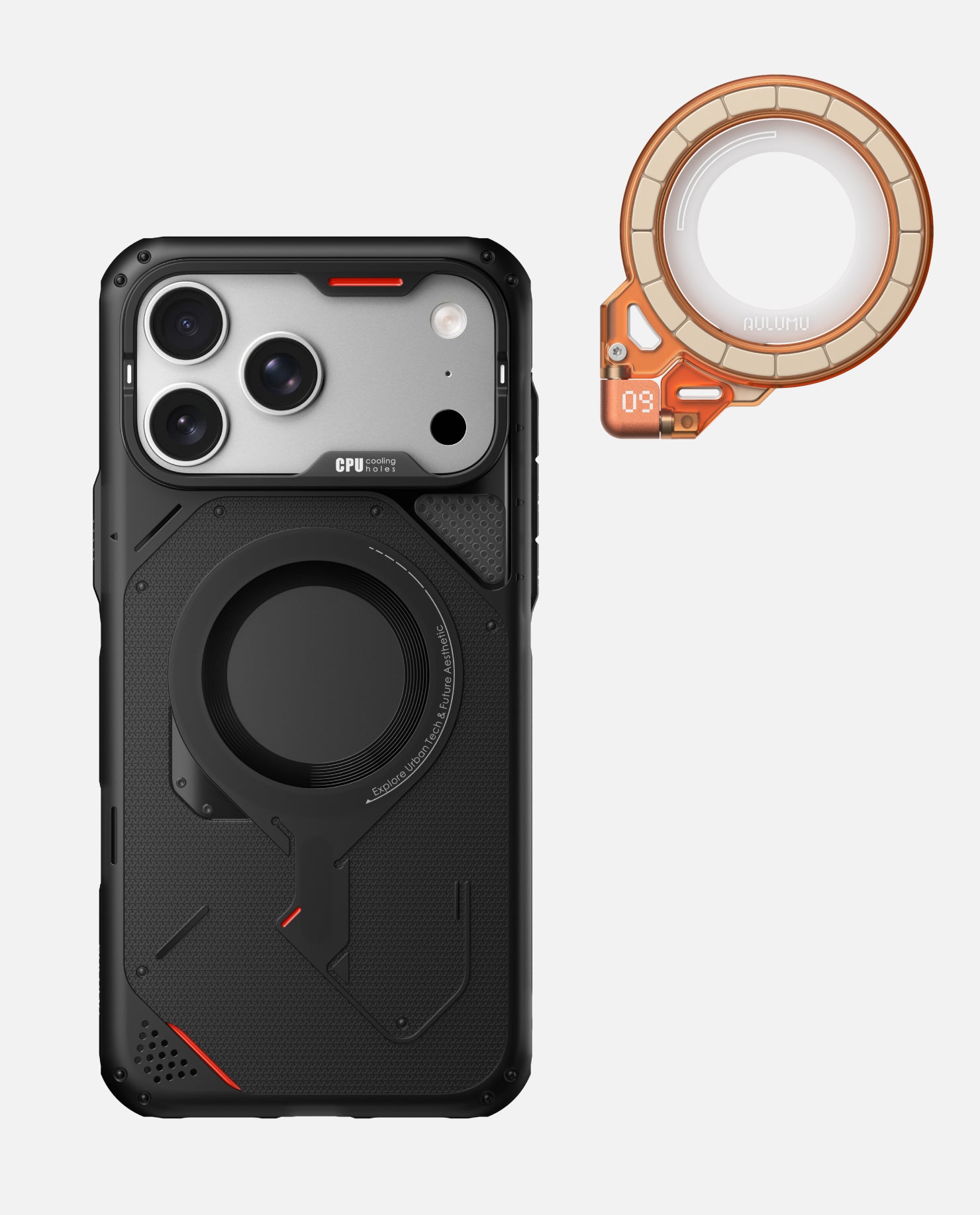 A17 iPhone 17 Series Rugged Outdoor Case & G09 Ghost Infinite 360° Magnetic Stand