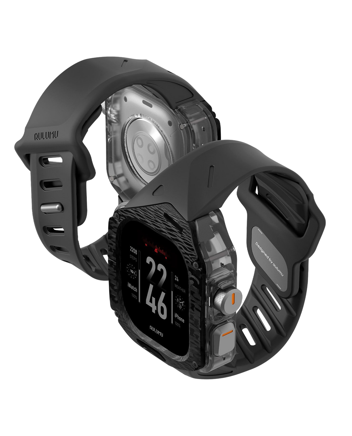 A01 Case with Band for Apple Watch Ultra 1/2/3 | Carbon Fiber Cover | FKM Band