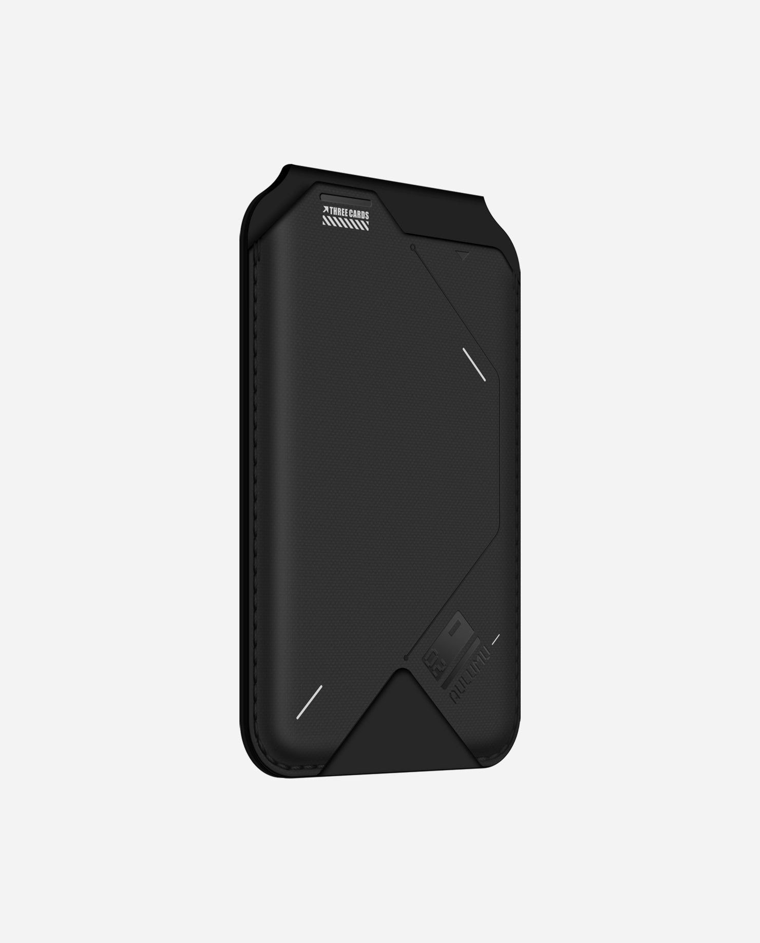 Angled view of AULUMU G02 Magnetic Flip Wallet showing the textured front panel.