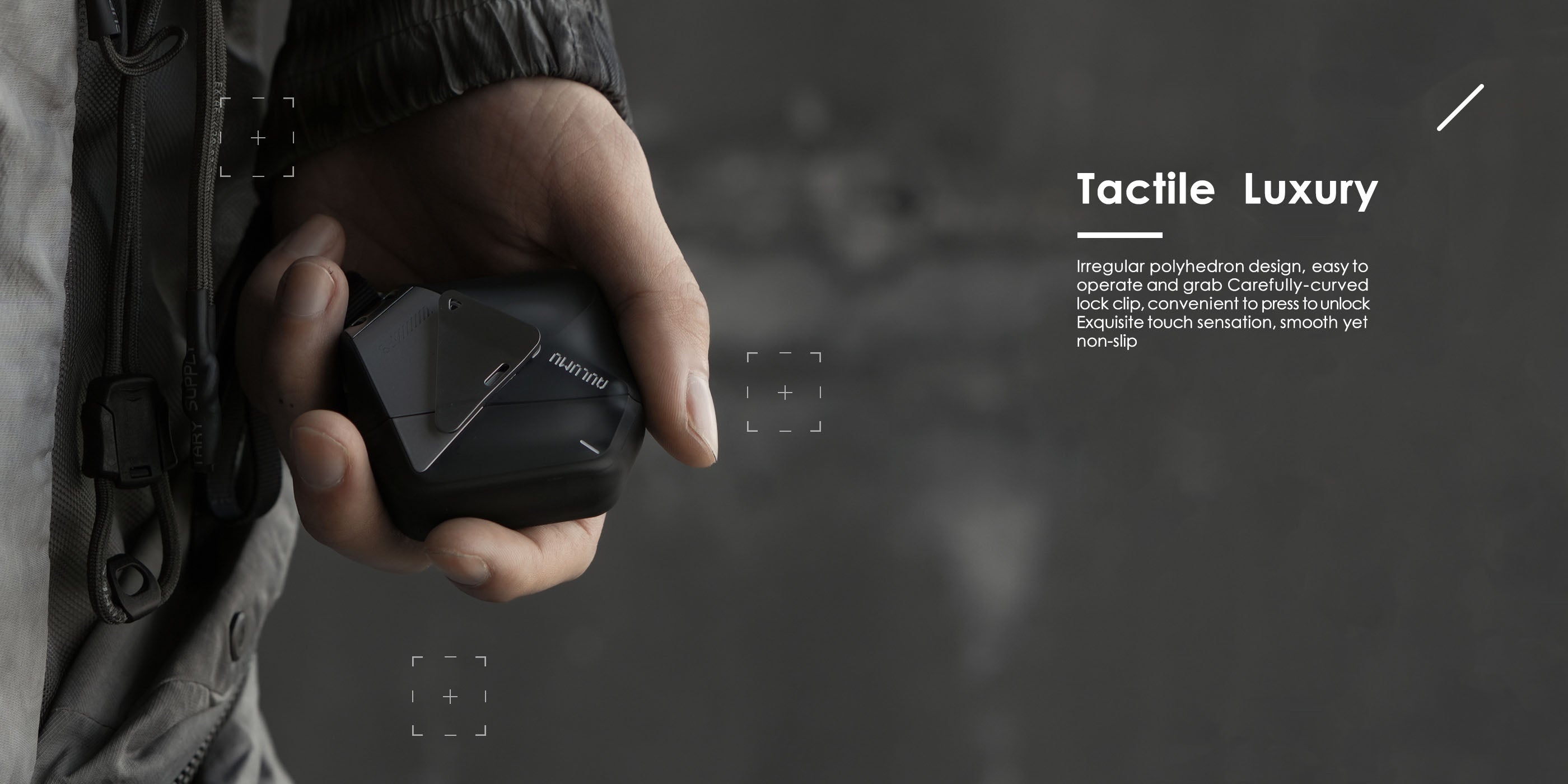 Person holding AULUMU A29 geometric case for AirPods 4 demonstrating tactile luxury and ergonomic grip