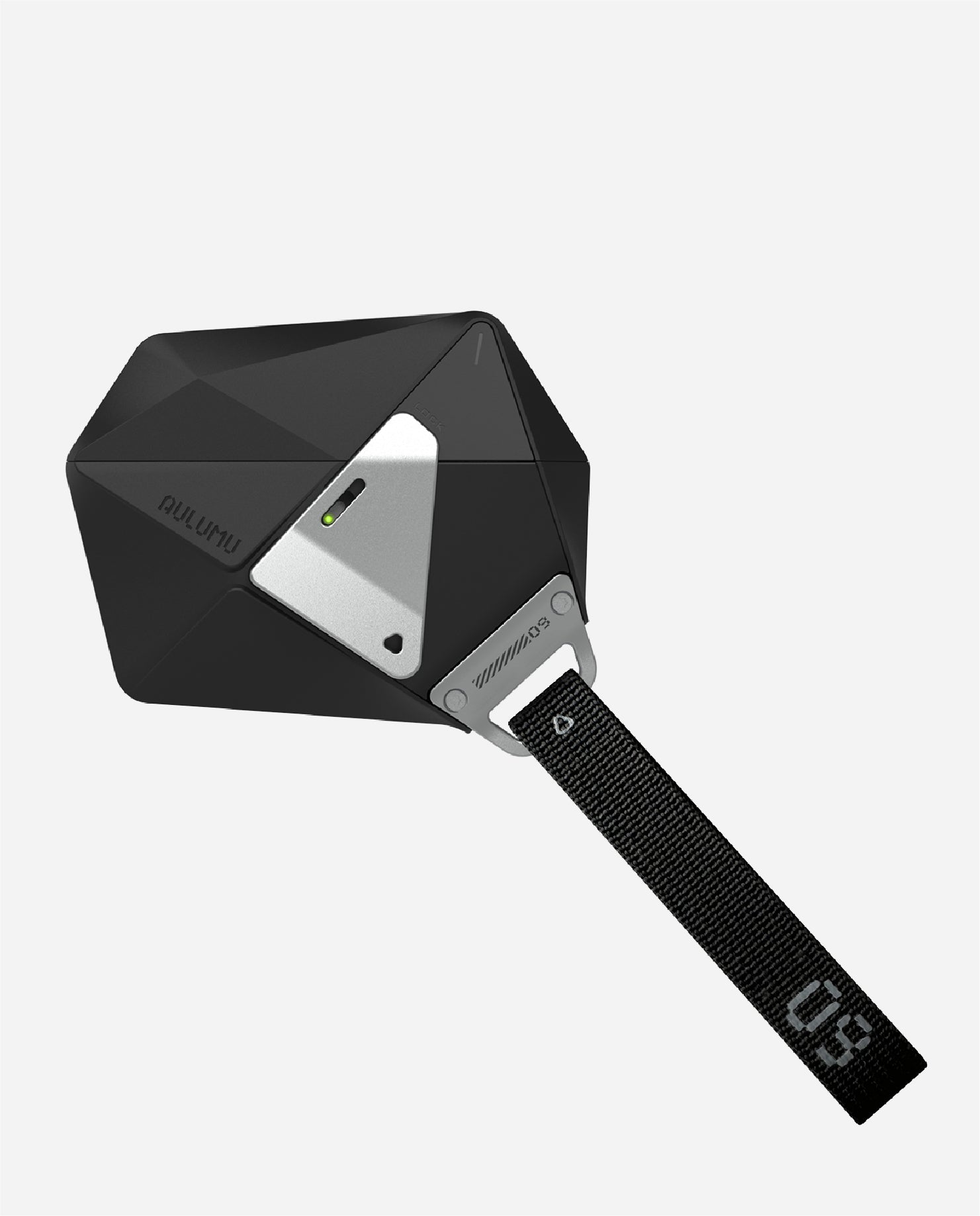 AULUMU A09 geometric case for AirPods Pro with polyhedron shell and hook-and-loop lanyard in midnight black