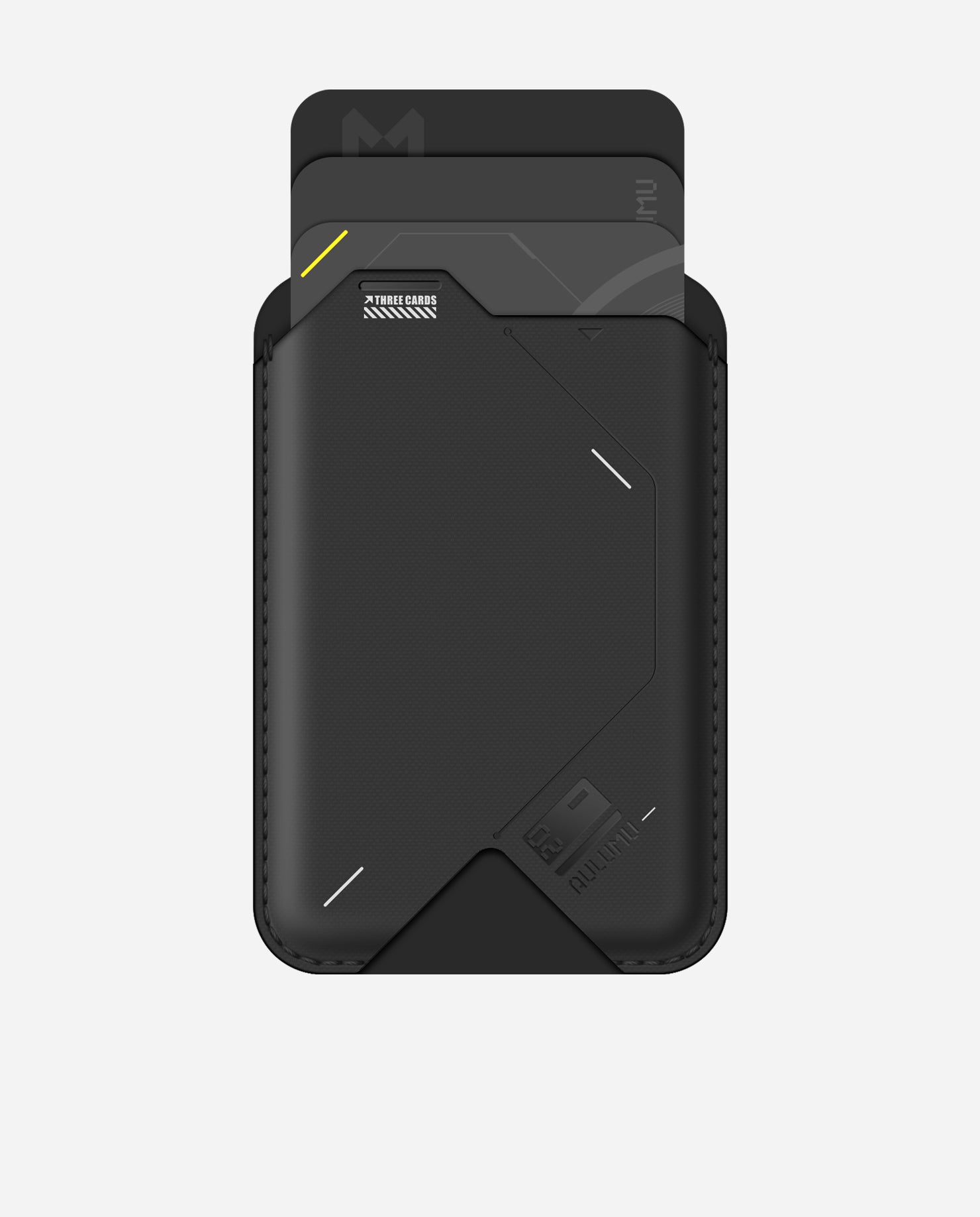AULUMU G02 Magnetic Flip Wallet holding three cards while remaining slim and compact.