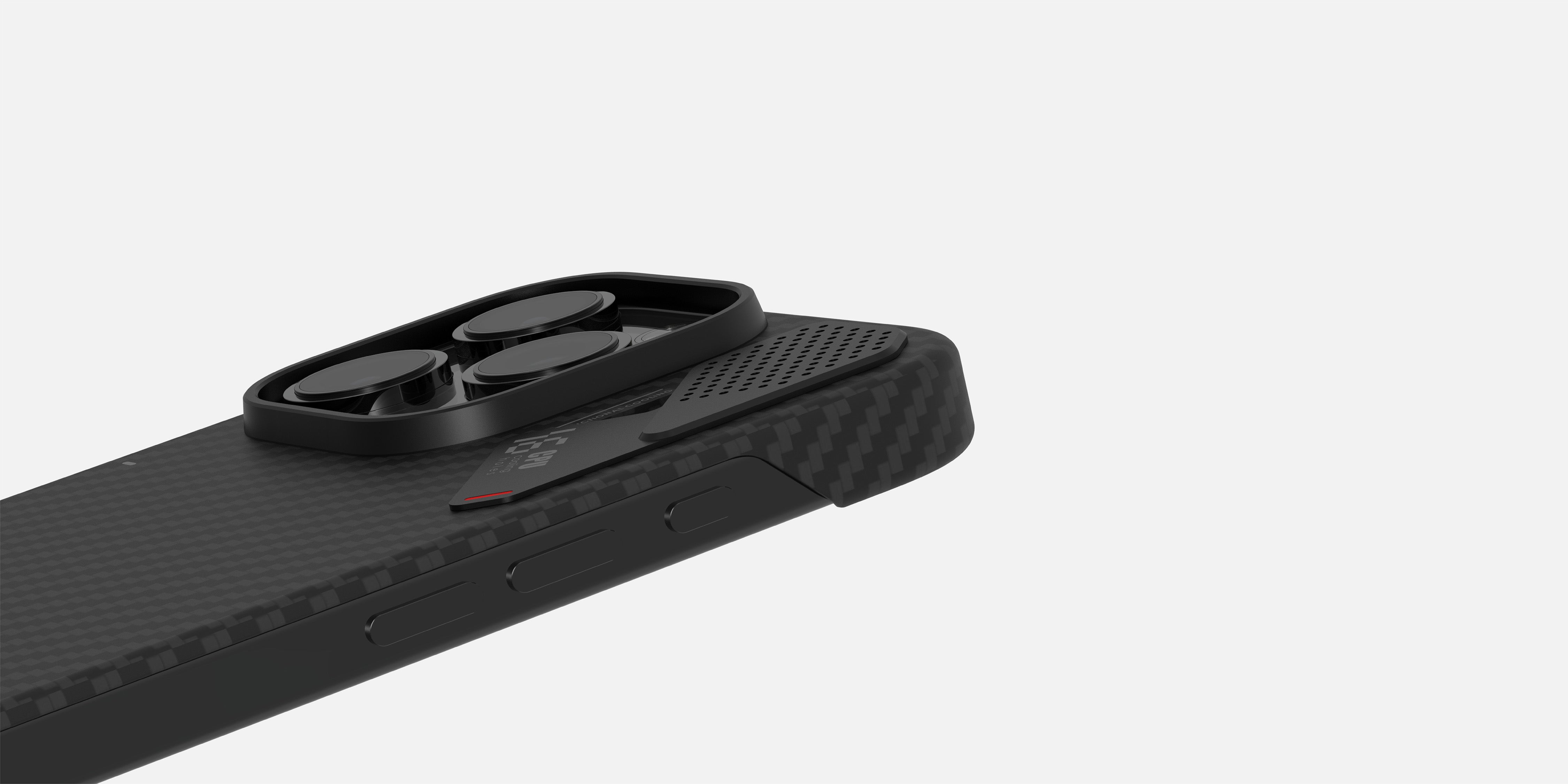 Side and back view of AULUMU A16 aramid fiber case highlighting ultra-slim 0.6 mm frame and lightweight design