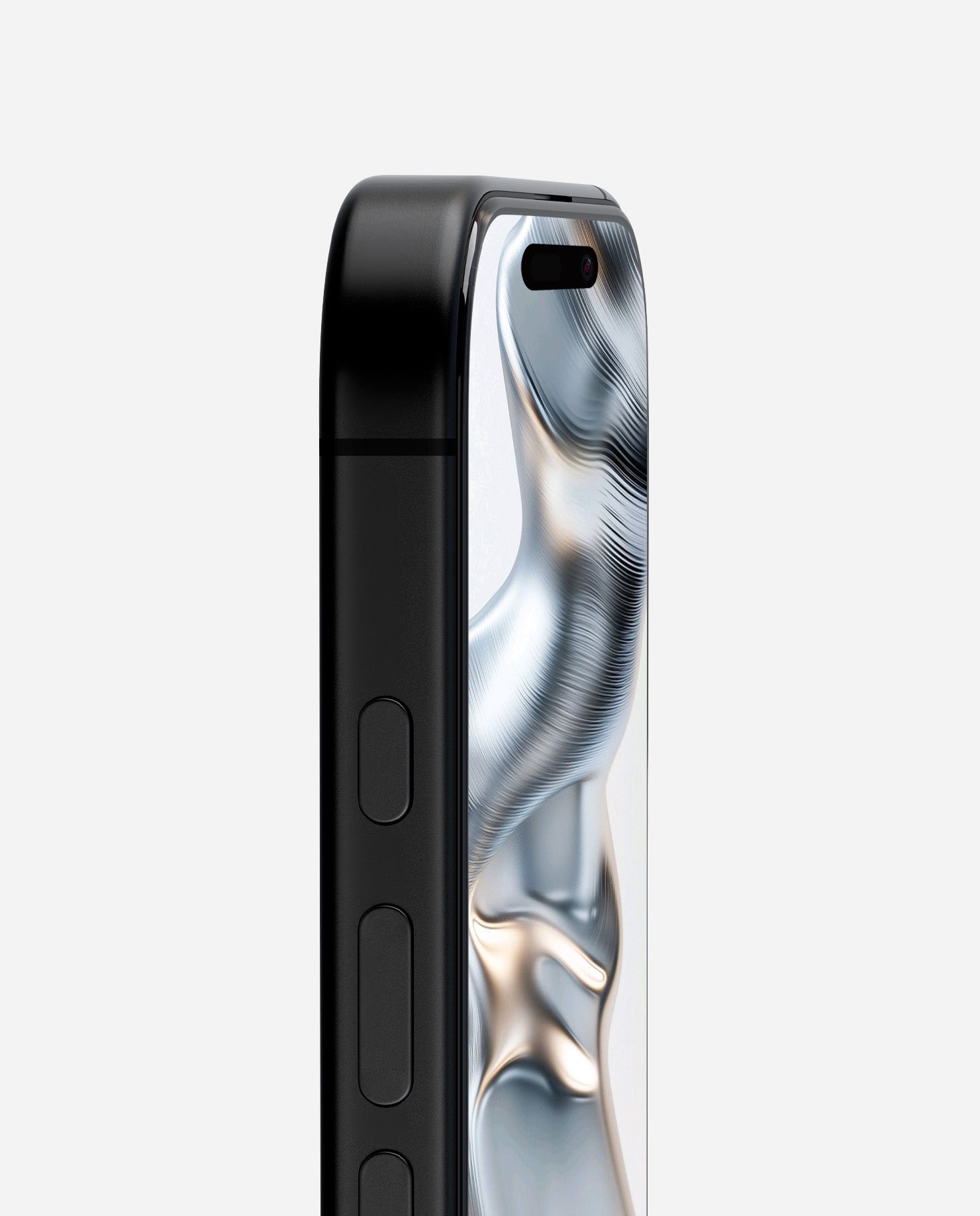 Side view of iPhone with AULUMU AF01 tempered glass screen protector aligned to the screen edges