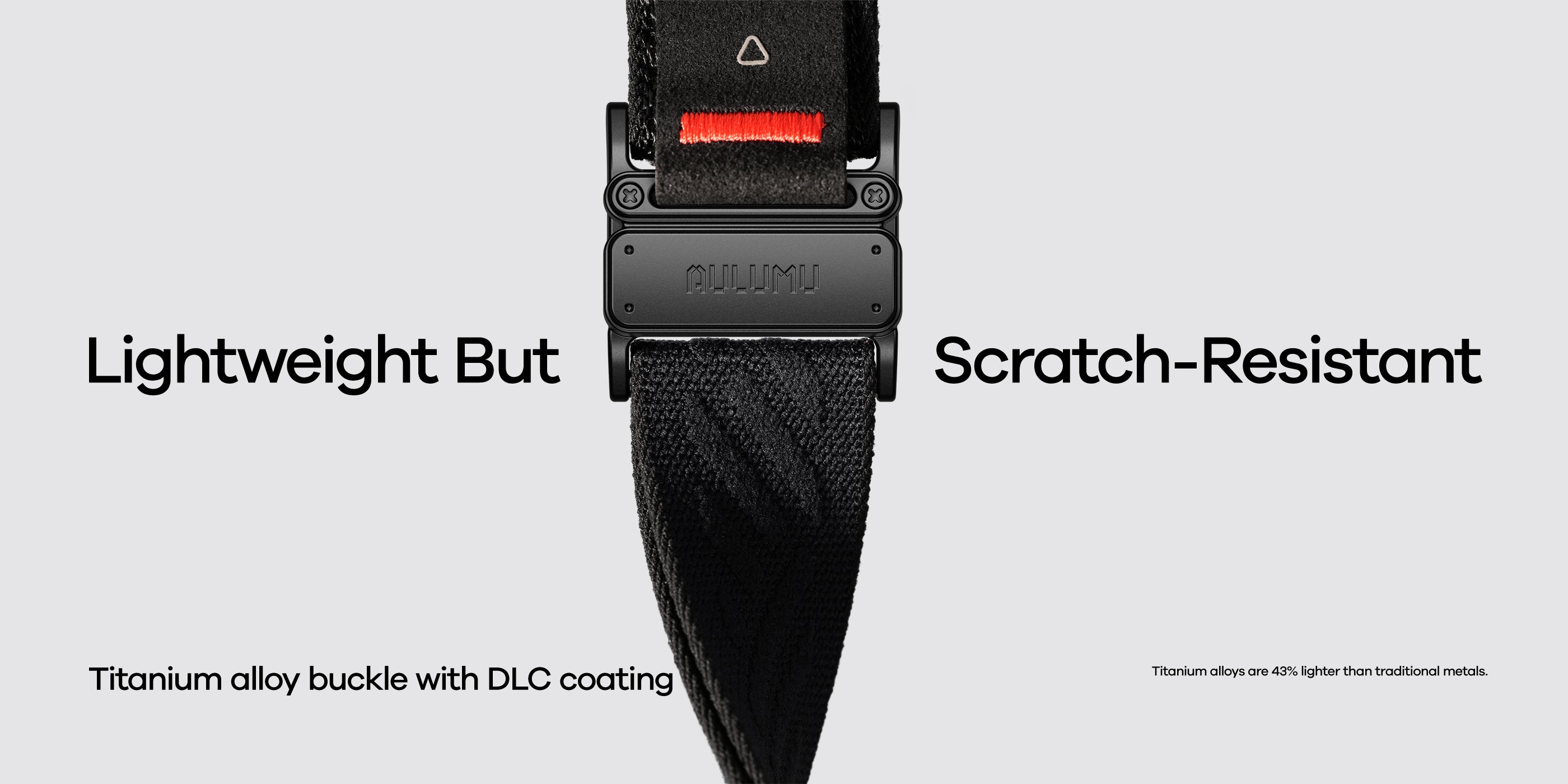 Lightweight but scratch-resistant AULUMU C03 black titanium buckle with DLC coating overview