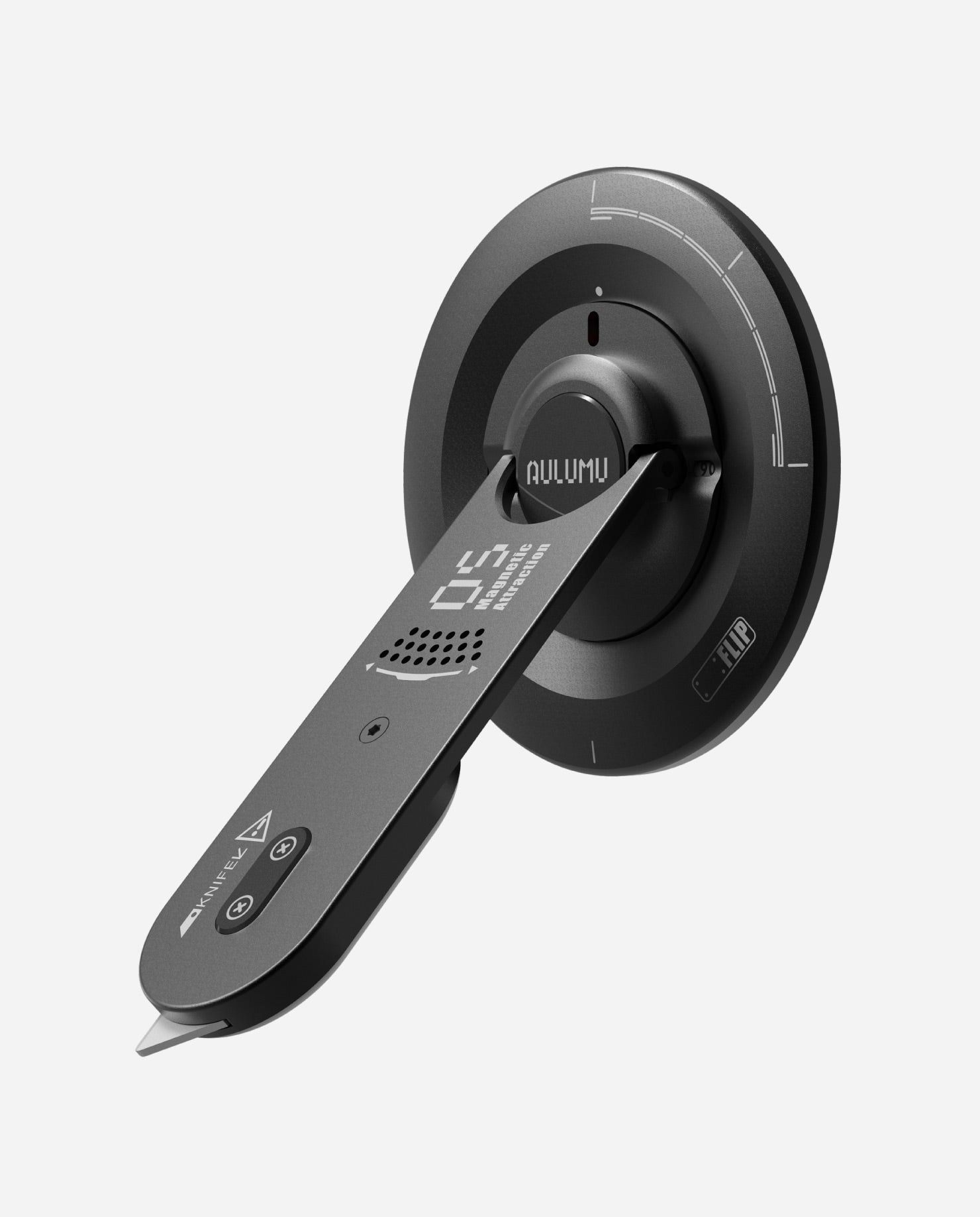 Angled view of AULUMU G05 Air MagSafe phone kickstand in Midnight Black