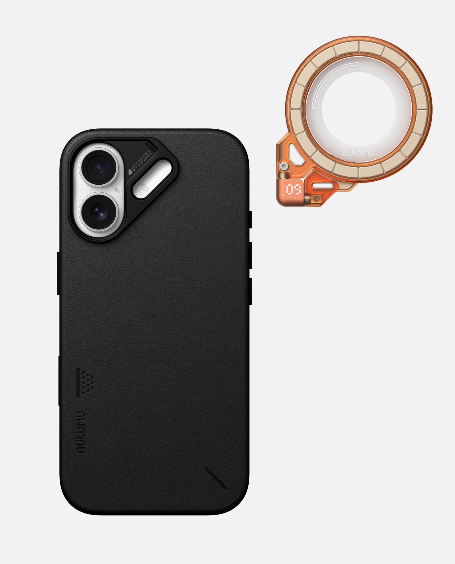 A17 iPhone 17 Series Vegan Leather Case & G09 Ghost Infinite 360° Magnetic Stand