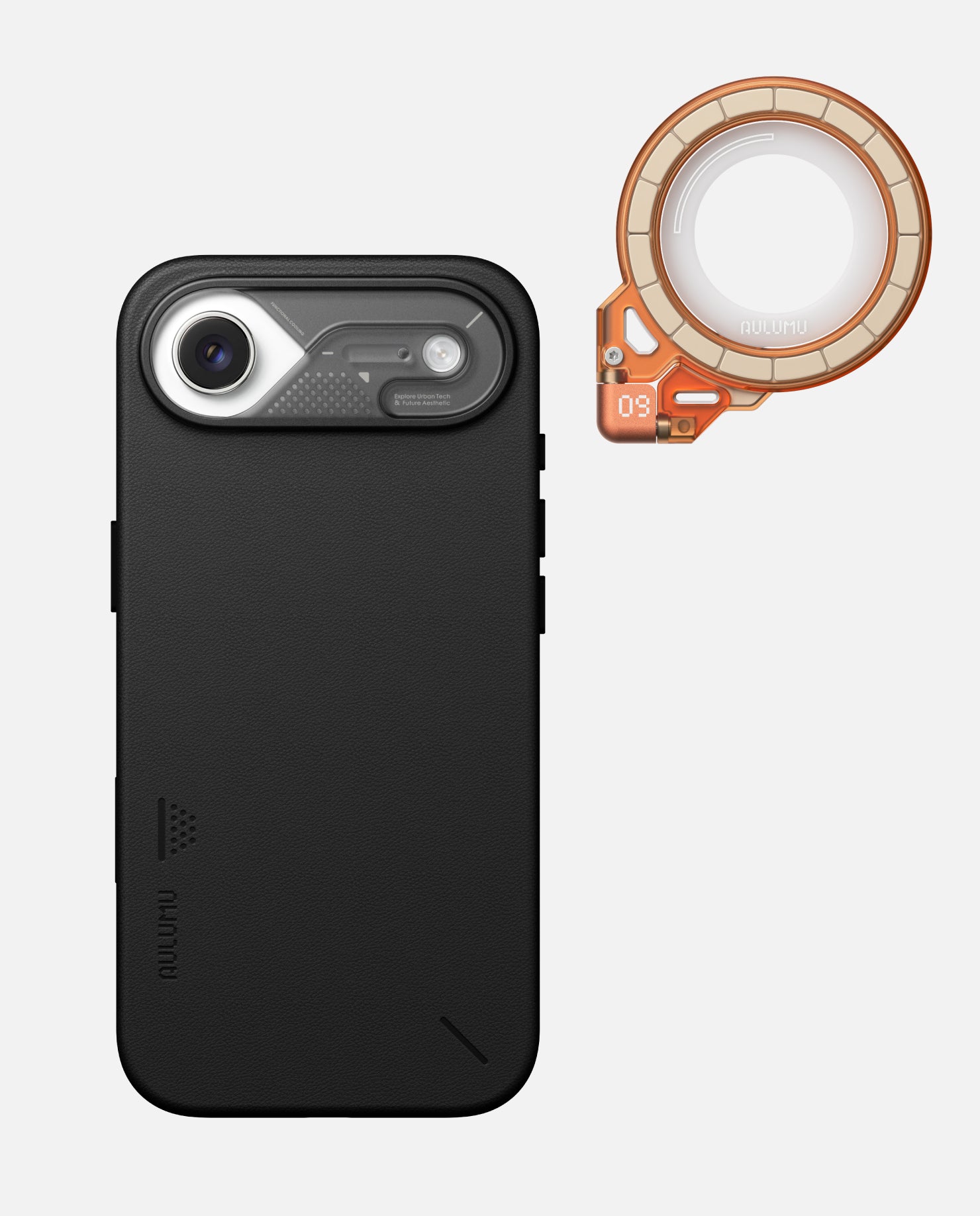 A17 iPhone 17 Series Vegan Leather Case & G09 Ghost Infinite 360° Magnetic Stand