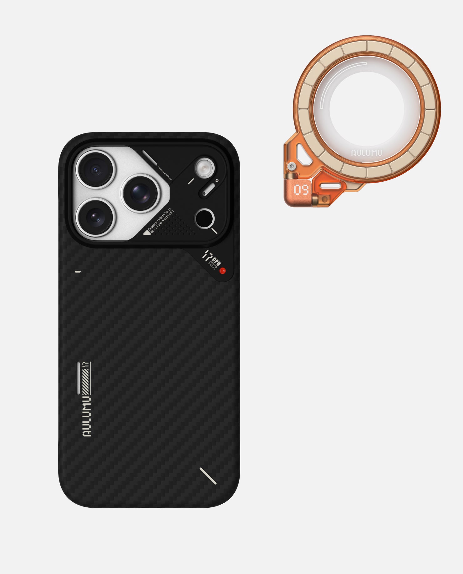 A17 iPhone 17 Series Aramid Fiber Case & G09 Ghost Infinite 360° Magnetic Stand
