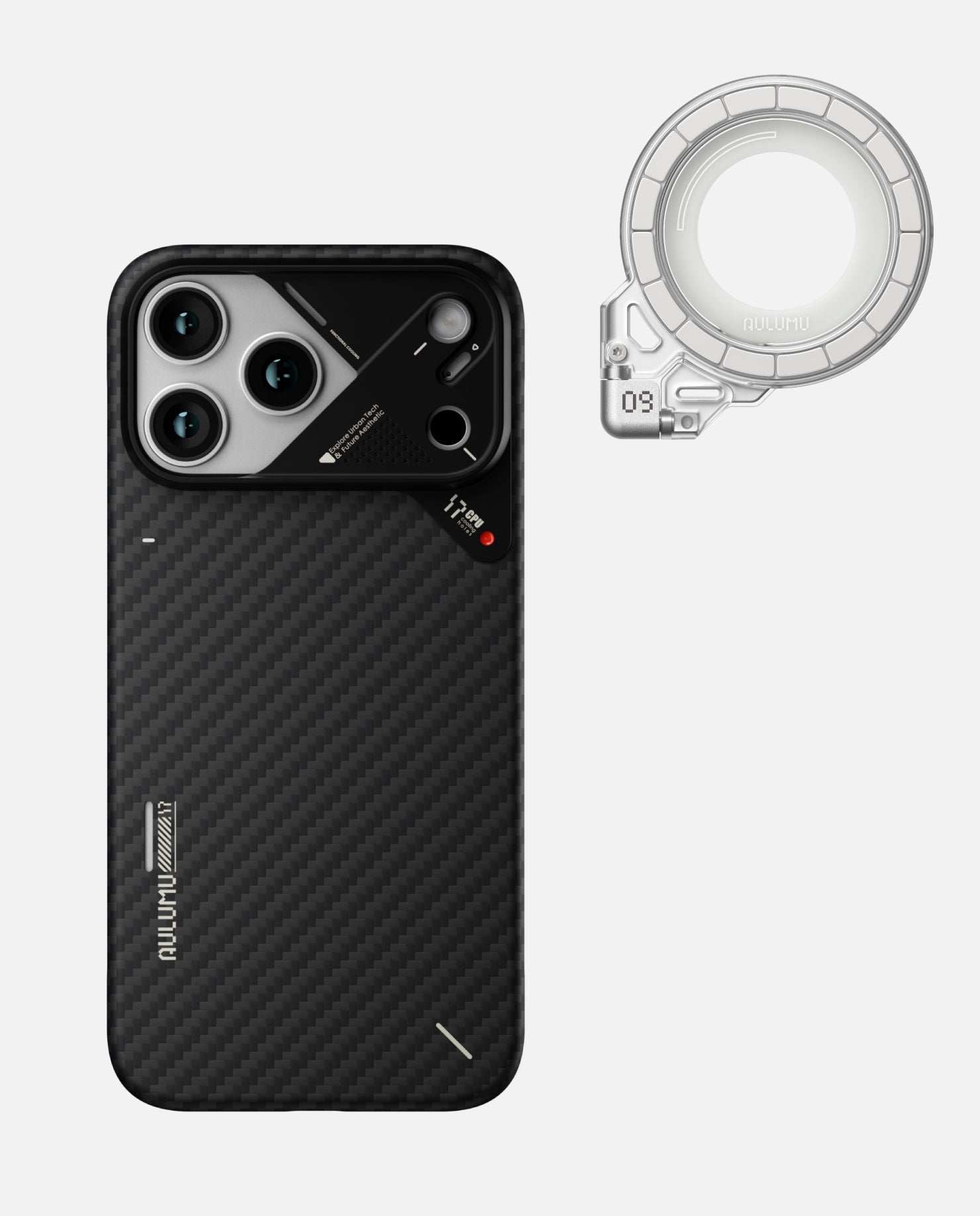 A17 iPhone 17 Series Aramid Fiber Case & G09 Ghost Infinite 360° Magnetic Stand