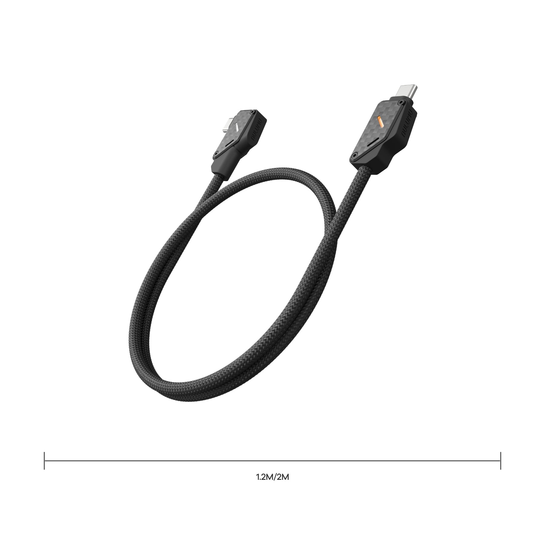 Full view of 1.2m and 2m AULUMU M07 braided USB-C cable on white background
