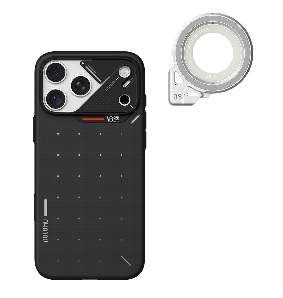 A18 iPhone 18/17 Series Ultra Slim Particle Aramid Fiber Case & G09 Infinite 360° Magnetic Stand